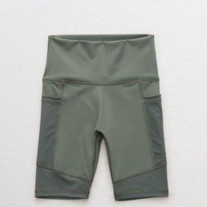 Aerie Chill Play Move Bike Shorts with Pockets, Sage Green